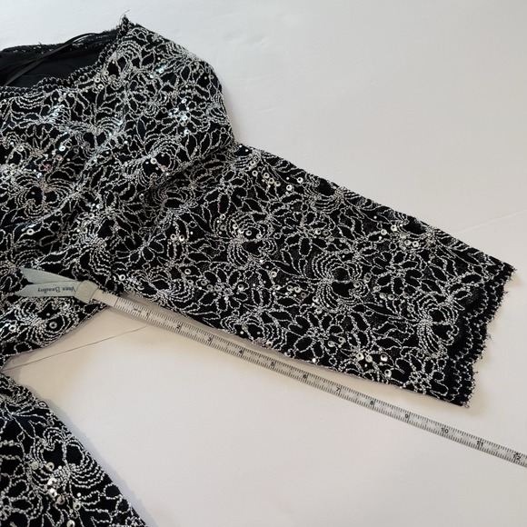 NWT Alex Evenings Black Sequin Lace Chiffon Midi Special Occasion Dress Size 16 - Picture 12 of 14